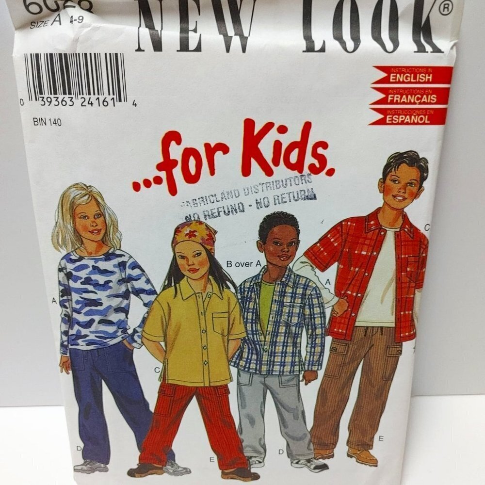 Sewing Pattern Boy Pant Long Sleeve Shirt Button Down Shirt Uncut Size 4-9 #6023